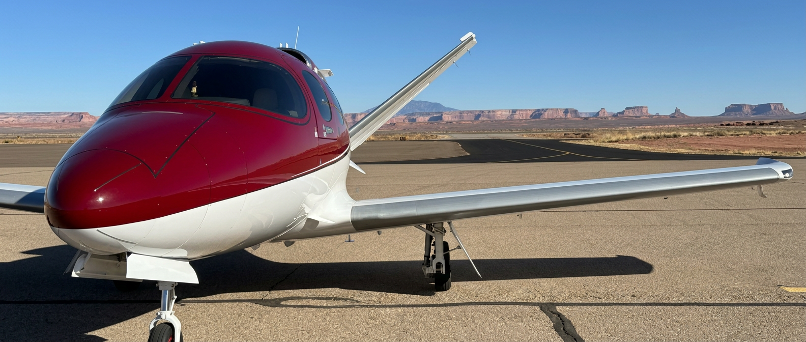 Cirrus SF50 G2+ Vision Jet on the tarmac.